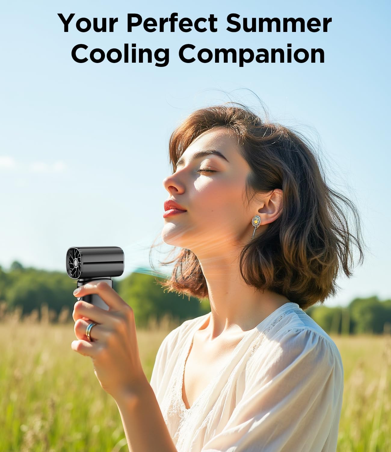 Skiennix Portable Handheld Fan - 100-Speed Adjustable Mini Turbo Fan with 6000mAh Battery | Strong Airflow & LED Display