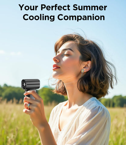 Skiennix Portable Handheld Fan - 100-Speed Adjustable Mini Turbo Fan with 6000mAh Battery | Strong Airflow & LED Display