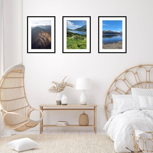 JCJMY 16x22 Picture Frame - Wall Hanging Display for 12x18 Photos with Mat or 16x22 Without Mat, Black
