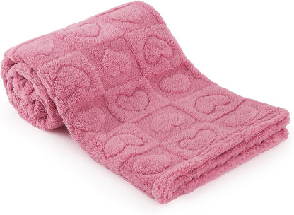 Skiennix Plush Soft Heart Checkered Baby Blanket - Warm Lightweight Fleece for Infants | 30" x 39" Deep Pink