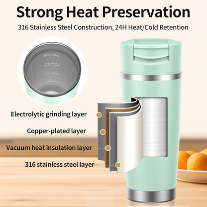 Skiennix Portable Blender - 24oz Insulated Cup, Cordless & USB-C Rechargeable, BPA Free - Green