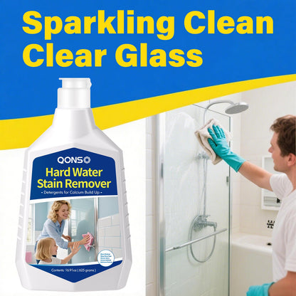 QONS Hard Water Stain Remover, Shower Glass Door Cleaner Cream For Hard Water Stain,Bathroom Glass,Windows,Tile,Grout,Toilet Bowl,Calcium Build Up,Hard Water Cleaner 16.91 Oz (670 Grams)