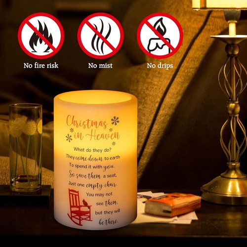 Flameless Memorial Candle - Real Wax LED Light with Timer | Sympathy Gift for Loss of Loved One (6" x 4")