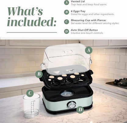 Cook With Color 6-Egg Capacity Egg Cooker - Rapid Cooking, Auto Shut-Off & Boil-Dry Protection | Sage Color