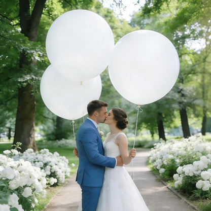 RUBFAC 36 Inch White Giant Latex Balloons - Perfect for Weddings, Birthdays & Photo Shoots