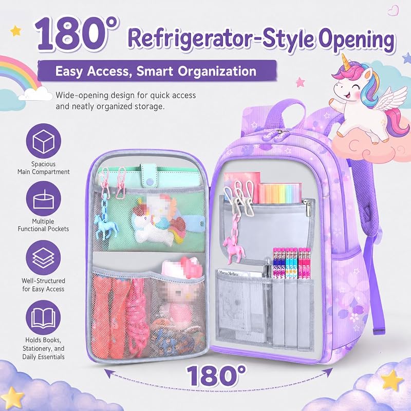 5Pcs Cute Backpack Set for Girls - 17in Gradient Pink School Bag with Lunch Box (Variation: Pink)