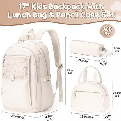 Fimibuke Kids Backpack - 3-Piece Waterproof Set with Lunch Box & Pencil Case | Lightweight Bookbag for School