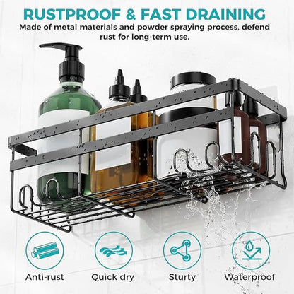 HomeHacks Shower Caddy - No-Drill Rustproof Organizer with Space-Saving Hooks | 2-Pack for Bathroom & Kitchen