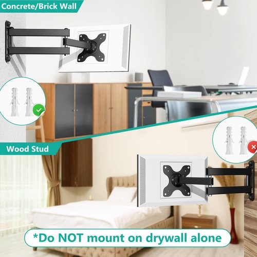 WALI Mount for Show 21, Show 15, Adjustable Wall Mounting Bracket with Heavy Duty 15” Extension Arm, Rotate Tilt Swivel for Show 21, Show 15, Holds up to 33lbs, Black