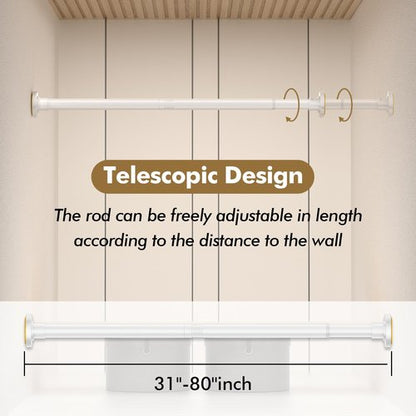 GXOACKJ White Shower Curtain Rods - 31-80 Inch Spring Tension Shower Rods for Bathroom, Adjustable, No Drilling, No Rust, Stainless Steel