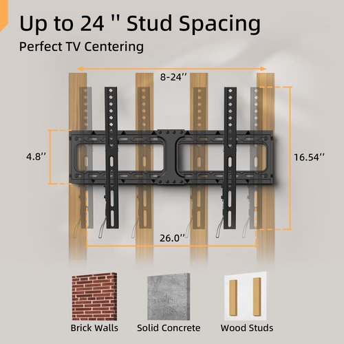 IWORKBOARD 55 65 75 85 inch Tilting TV Wall Mount for 32-90 '' TVs, Low Profile TV Mount Bracket, Safe Lock & Quick Release, Max VESA 600x400mm, 24 inch Studs,132 lbs, Fit Most 55+ 75+ 85+ 86 TVs