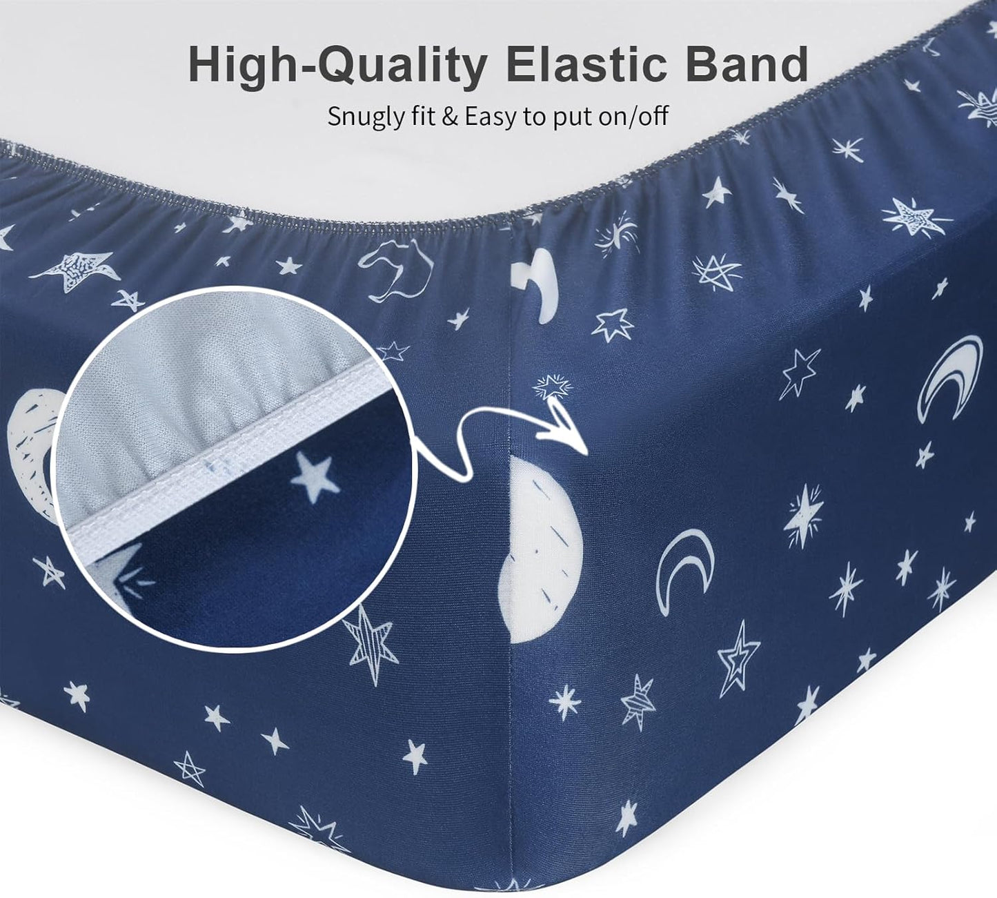 Pack N Play Sheets by [Brand Name] - Fitted 2-Pack for Standard Mattresses | Soft Breathable Unisex Design (Starry Sky & Clouds)