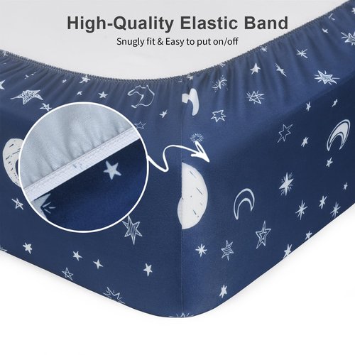 IOCCLH Baby Crib Sheets 2 Pack for Boys and Girls Fit for Standard Crib Toddler Mattress Breathable Soft Microfiber Baby Sheet 28x52x8in(Starry Sky & Clouds)
