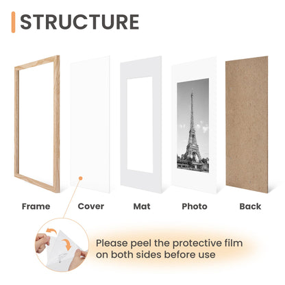 upsimples 8x10 Picture Frame Set of 5, Display Pictures 5x7 with Mat or 8 x 10 Without, Wall Gallery Photo Frames, Natural