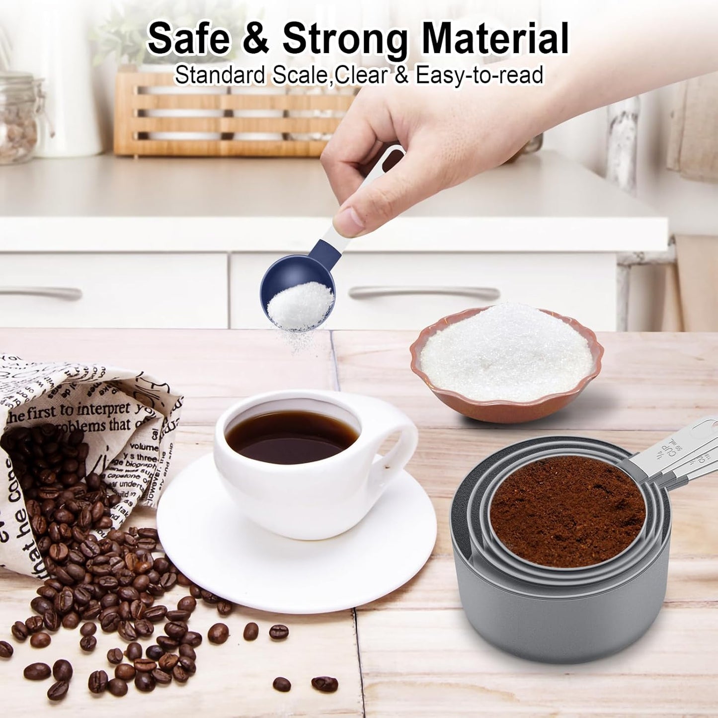 Measuring Cups and Spoons Set - 10-Piece Kitchen Essentials with Stainless Steel Handles | Blue