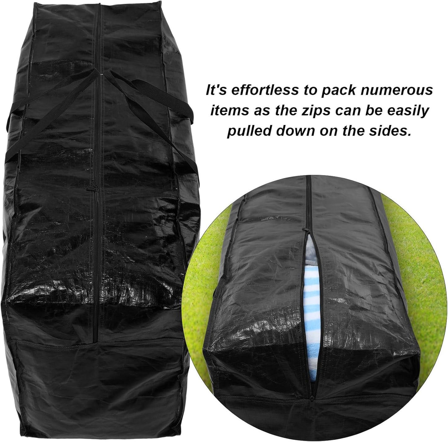 Windyun Extra Large Moving Bags - 57 Gallon Heavy Duty Storage Tote with Strong Zipper Handle | Black, 4 Pack