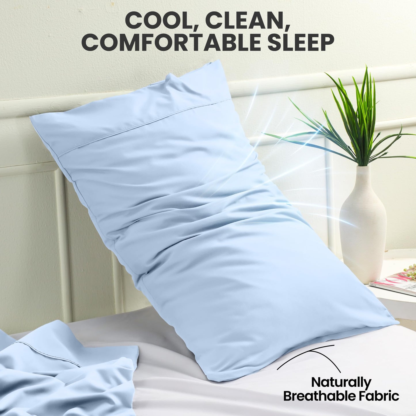 Utopia Bedding Pillow Cases Standard Size 2-Pack – Soft Brushed Microfiber – Envelope Closure – Perfect for Hospitals, Hotels, Guest Rooms – Oeko-TEX Certified, 20x26 Inches (Ice Blue)