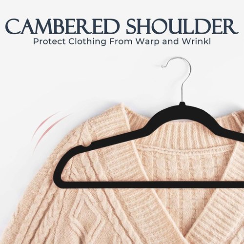 HOUSE DAY Black Velvet Hangers - Heavy Duty Non-Slip Felt Hangers | 60 Pack for Closet Organization