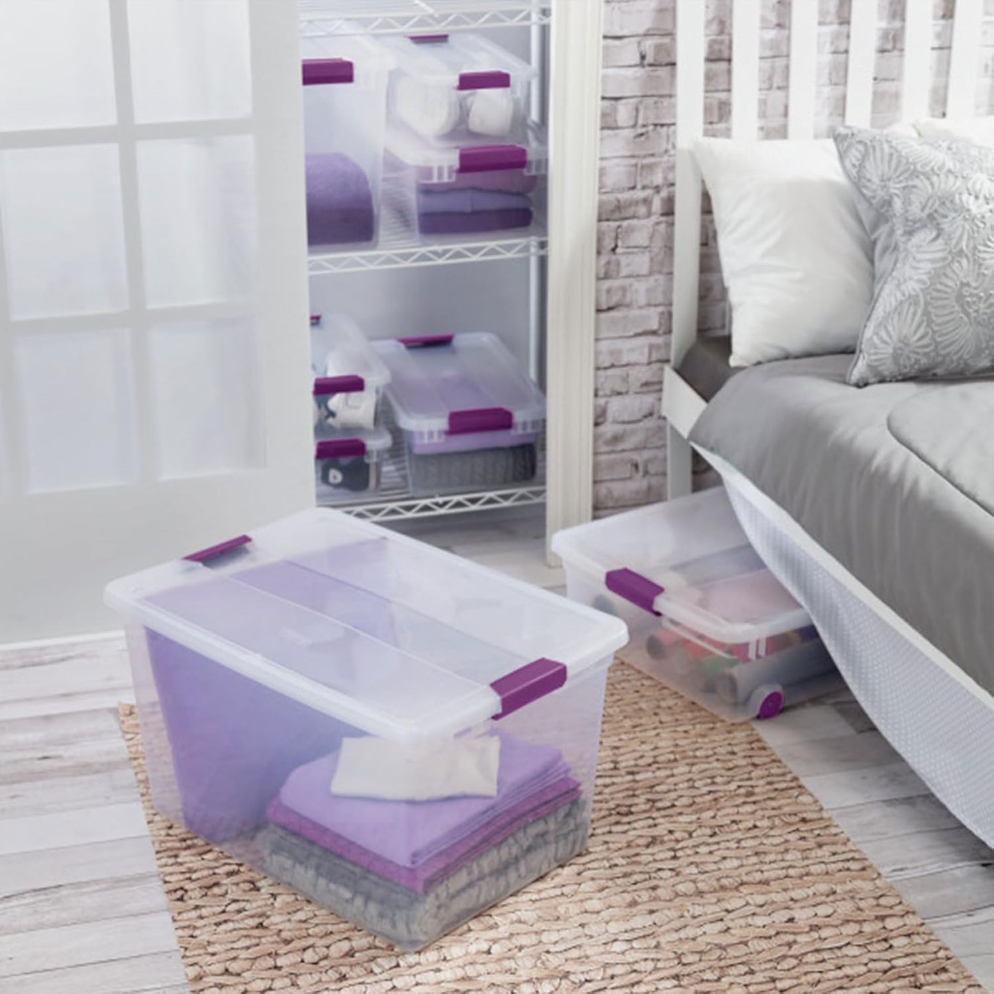 Sterilite 66 Quart ClearView Latch Box - Stackable Organizer Bins for Home Storage | 6 Pack