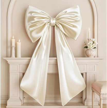 Giant Bow Decoration - Large Cream White Coquette Bow for Birthday Party & Wedding Decor | Satin Finish