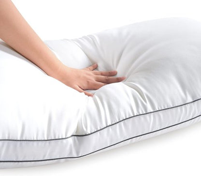 LANE LINEN Bed Pillows Queen Size Set of 2 - Medium Soft Support Gusseted Queen Pillows, Down Alternative Sleeping Pillow for Side Sleepers, Machine Washable, Comfortable for Restful Sleep - White