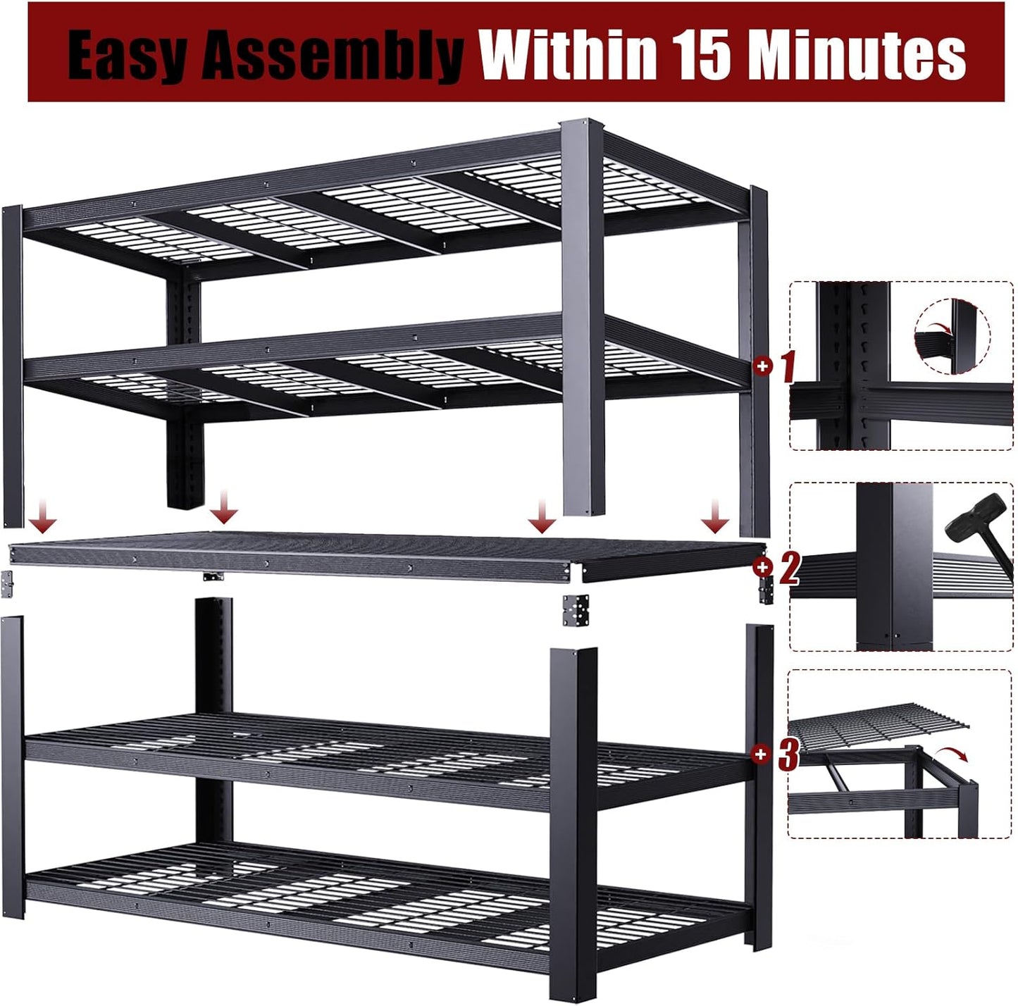 Regine Switzerland Heavy Duty Garage Shelving - 5-Tier Adjustable Storage Unit | 84" H x 24" D x 55" W, 3050 lbs Capacity