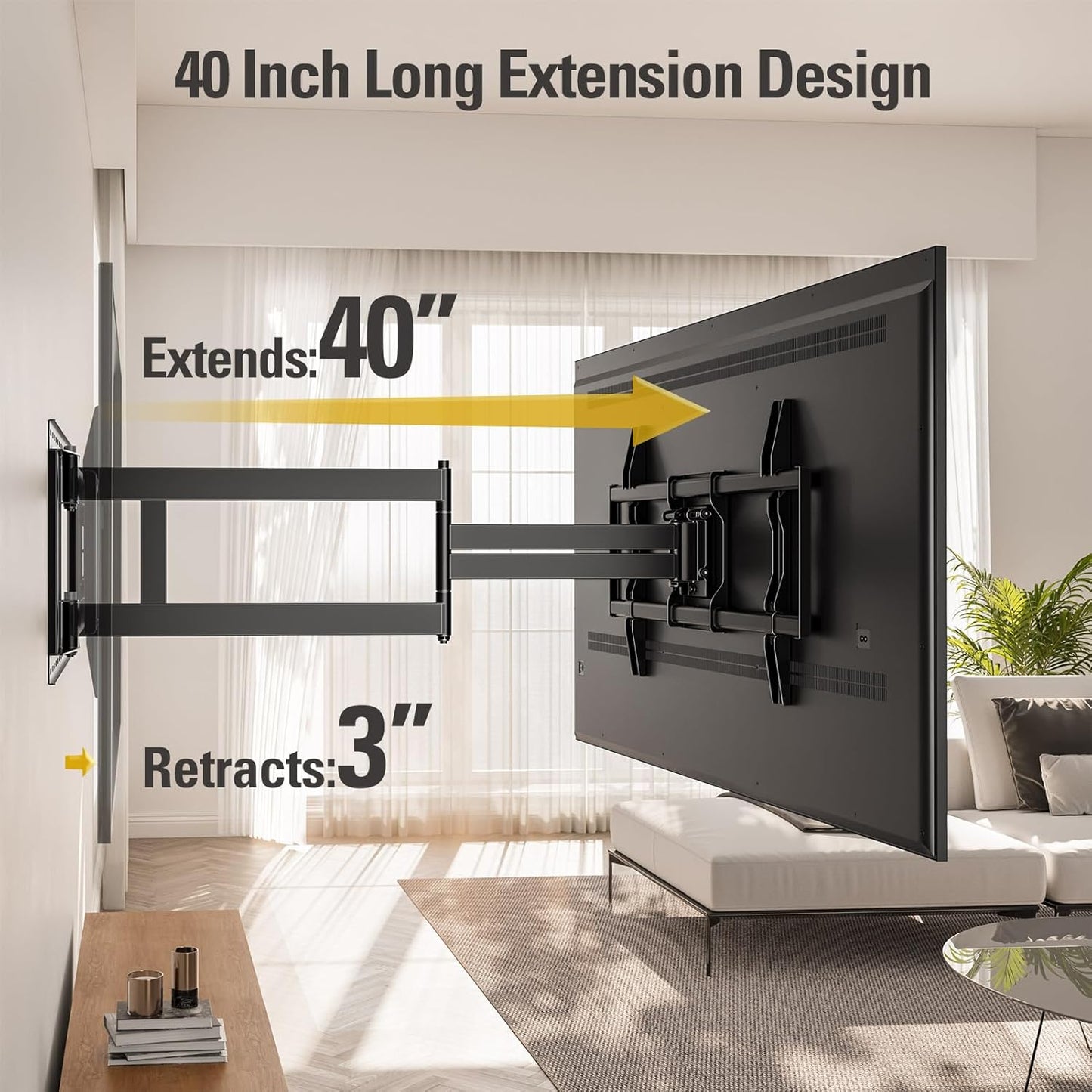 Mounting Dream TV Wall Mount - Full Motion Arm for 42-94 Inch TVs | 40'' Extension, Swivel & Tilt, Max VESA 800x400mm, Supports Up to 150lbs