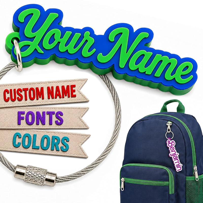 Personalized Kids Name Tag Keychain with NFC — Custom 3D Backpack ID Tag