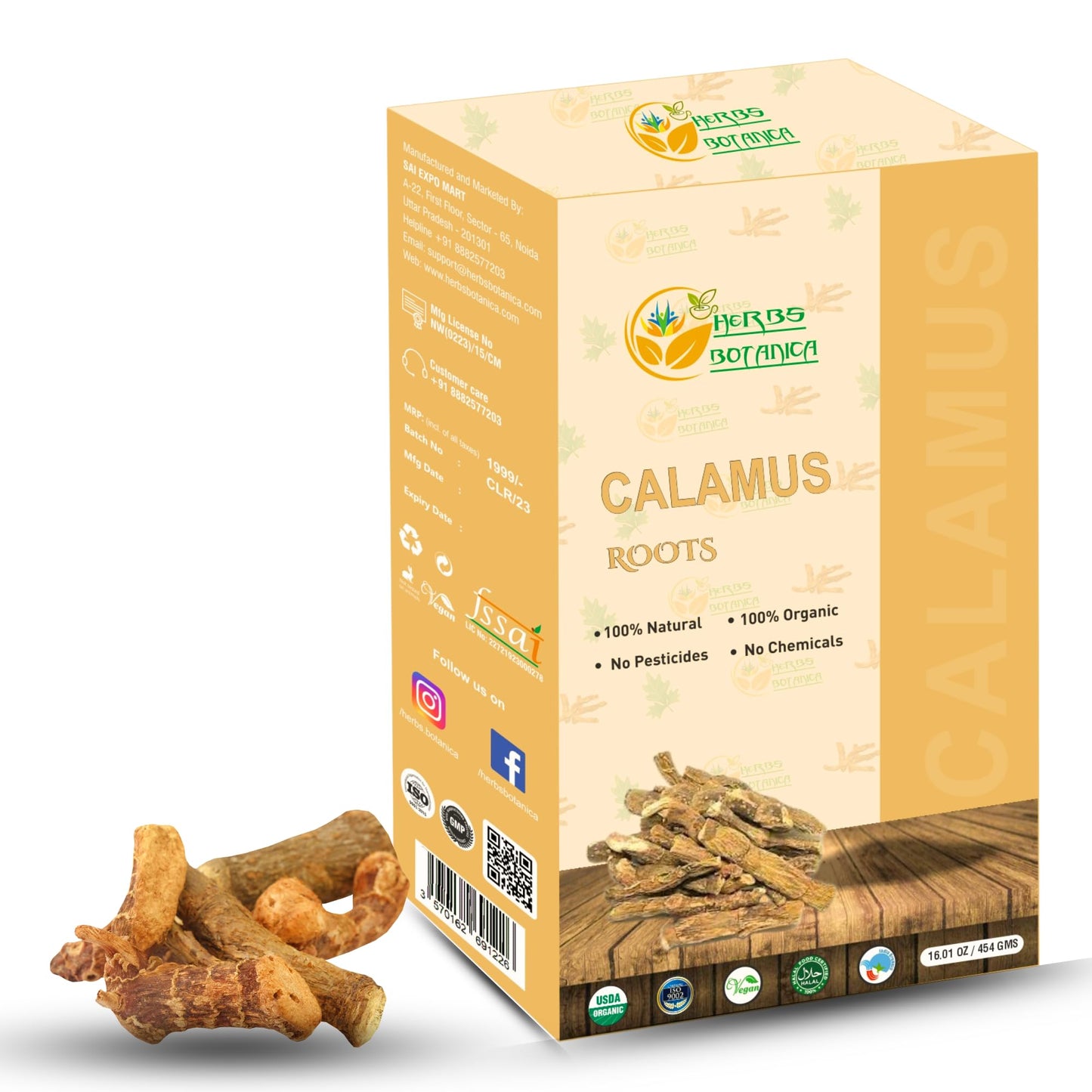 Herbs Botanica Calamus Root Loose Dried Herb for Skin, Stomach Health Benefits Herbal Tea Sweet flag/Sway/Vacha/Muskrat root/Vasambu 1 lb Bulk Bag