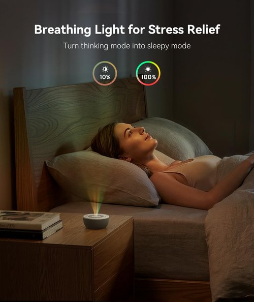 Dreamegg Portable White Noise Sound Machine, 4-7-8 Guided Visual Meditation Breathing Light, 9 Soothing Sounds, Rechargeable Sound Machine for Sleep, Anxiety Relief, Travel, Gifts, Adults