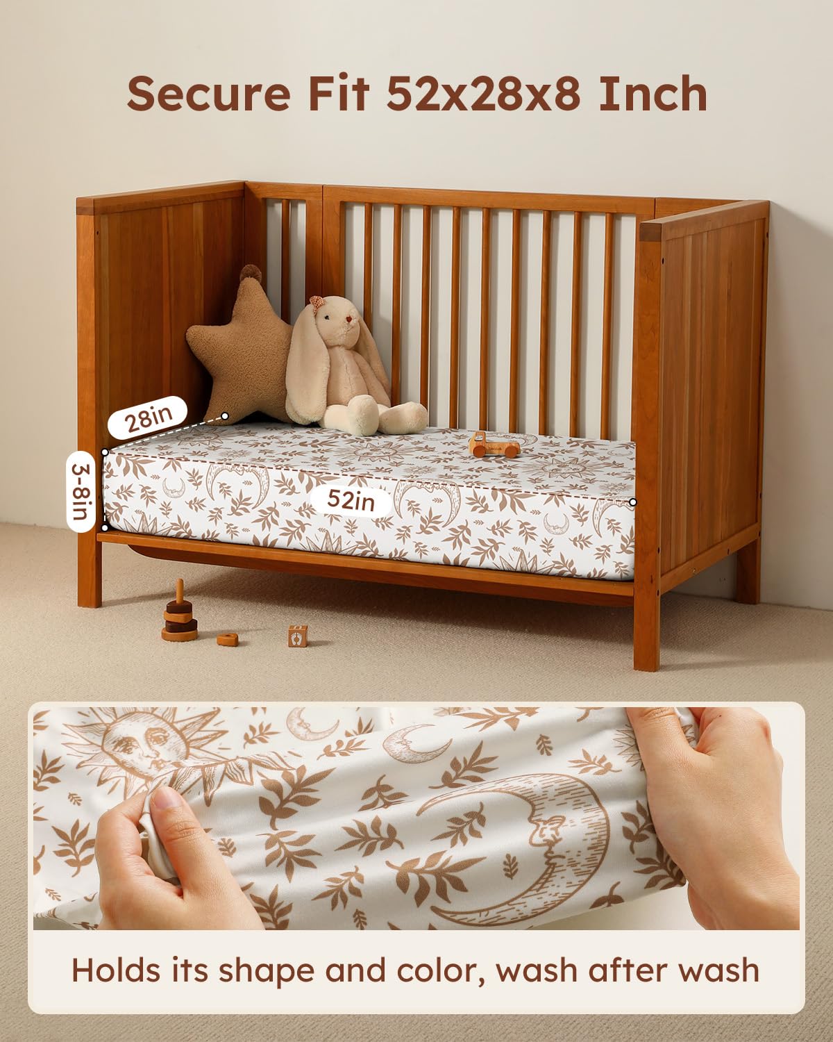 Unnivoll Fitted Baby Crib Sheets - Soft Microfiber 3-Pack for Standard Crib & Toddler Mattress | Neutral Colors 28x52x8in