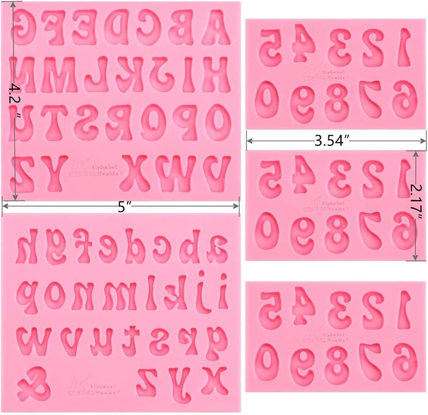 Skiennix Silicone Molds - 5-Piece Alphabet & Number Set for Baking, Candy & Cake Decoration