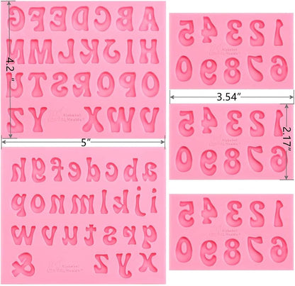 Skiennix Silicone Molds - 5-Piece Alphabet & Number Set for Baking, Candy & Cake Decoration