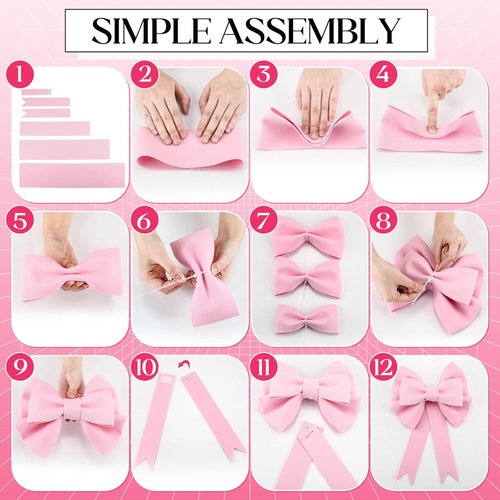 Giegxin Large Pink Bow Set - 3D Decorative Bows for Weddings, Birthdays & Christmas | 12-30 Inch Sizes