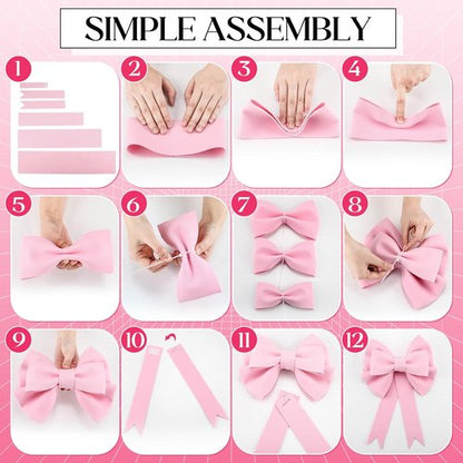 Giegxin Large Pink Bow Set - 3D Decorative Bows for Weddings, Birthdays & Christmas | 12-30 Inch Sizes
