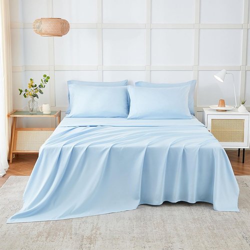ILAVANDE Queen Sheets Set - Luxury 1800 Series Microfiber - Super Soft & Wrinkle Free - Baby Blue, 6 Pieces