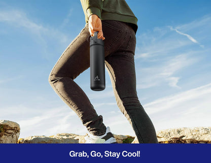 POWCAN 26 oz Insulated Water Bottle - 2-in-1 Straw & Spout Lid, Leak-Proof Design | Perfect for Sports & Travel (Coastline)
