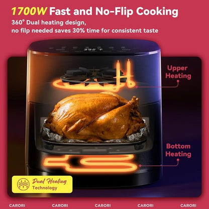 Air Fryer 14-in-1 by [Brand Name] - 6Qt Capacity with Viewing Window & Dual Heating | 1700W Fast Cooking