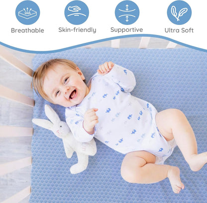 Skiennix Crib Mattress - Dual-Sided Memory Foam for Babies & Toddlers | Soft, Breathable, 52" x 27.6" x 5.5" with Washable Cover