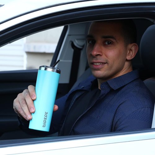 BJPKPK 20 oz Stainless Steel Skinny Tumbler - Vacuum Insulated Travel Coffee Mug | Turquoise