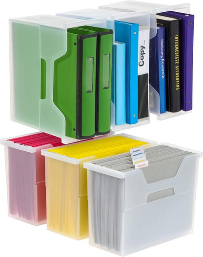 IRIS USA Medium Portable Desktop File Box - Open Lid Design, 6 Pack, Ideal for Letter Size Documents & Magazines