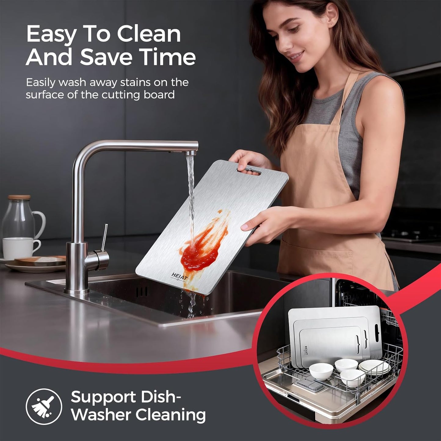 Titanium Cutting Board Set - 100% Pure Non-Toxic Double-Sided Kitchen Boards | Includes 3 Sizes