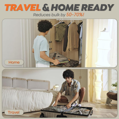 Rechargeable Wireless Pump | Travel Storage Bags Set - 15 Medium Vacuum Bags for Space-Saving Packing