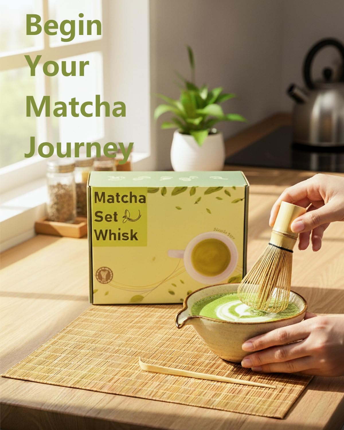 Skiennix Matcha Whisk Set - Complete Matcha Kit with Bowl, Bamboo Whisk, and Accessories | Perfect Gift for Women