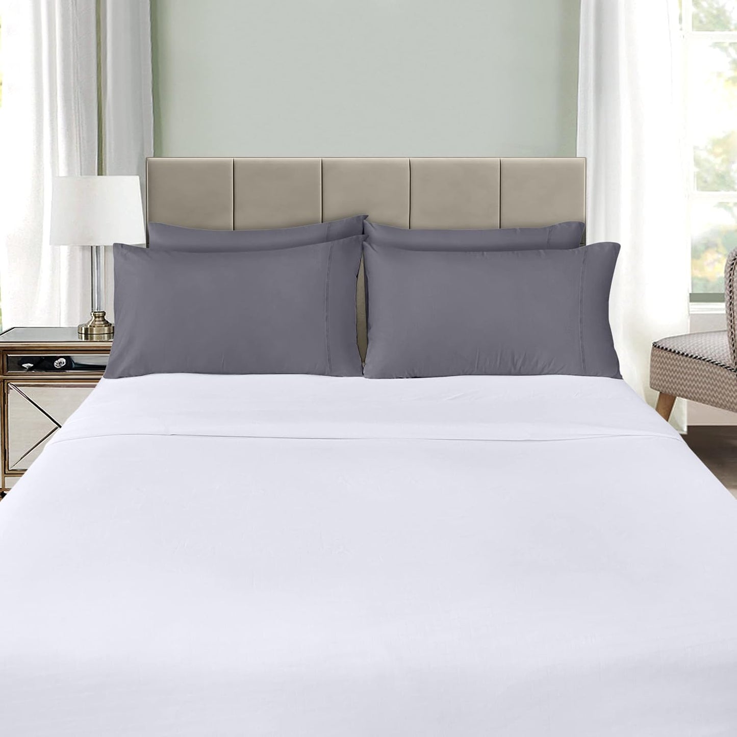 Utopia Bedding Standard Pillow Cases - 8 Pack Soft Brushed Microfiber | Fade Resistant 20 x 26 Inches (Grey)