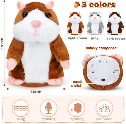 Skiennix Talking Hamster Plush Toy - Interactive Repeats What You Say | 3 Pcs Set for Kids' Gifts