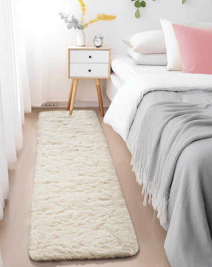 Ophanie Runner Rug - Non-Slip Fluffy Soft Ivory Shaggy Carpet for Hallway, Bedroom & Nursery | 2x6 Size