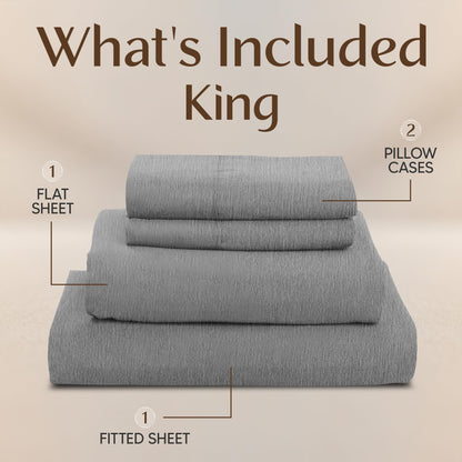 Utopia Bedding King Size Sheet Set – 4 Piece Bed Sheets, Soft and Breathable Microfiber, Includes 1 Fitted Sheet, 1 Flat Sheet and 2 Pillowcases – Oeko Tex (Heather Grey)