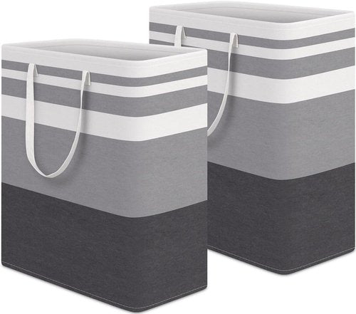 HomeHacks Laundry Basket - 100L Waterproof Collapsible Hamper with Extended Handles | 2-Pack Gradient Grey