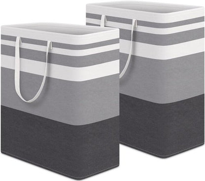 HomeHacks Laundry Basket - 100L Waterproof Collapsible Hamper with Extended Handles | 2-Pack Gradient Grey
